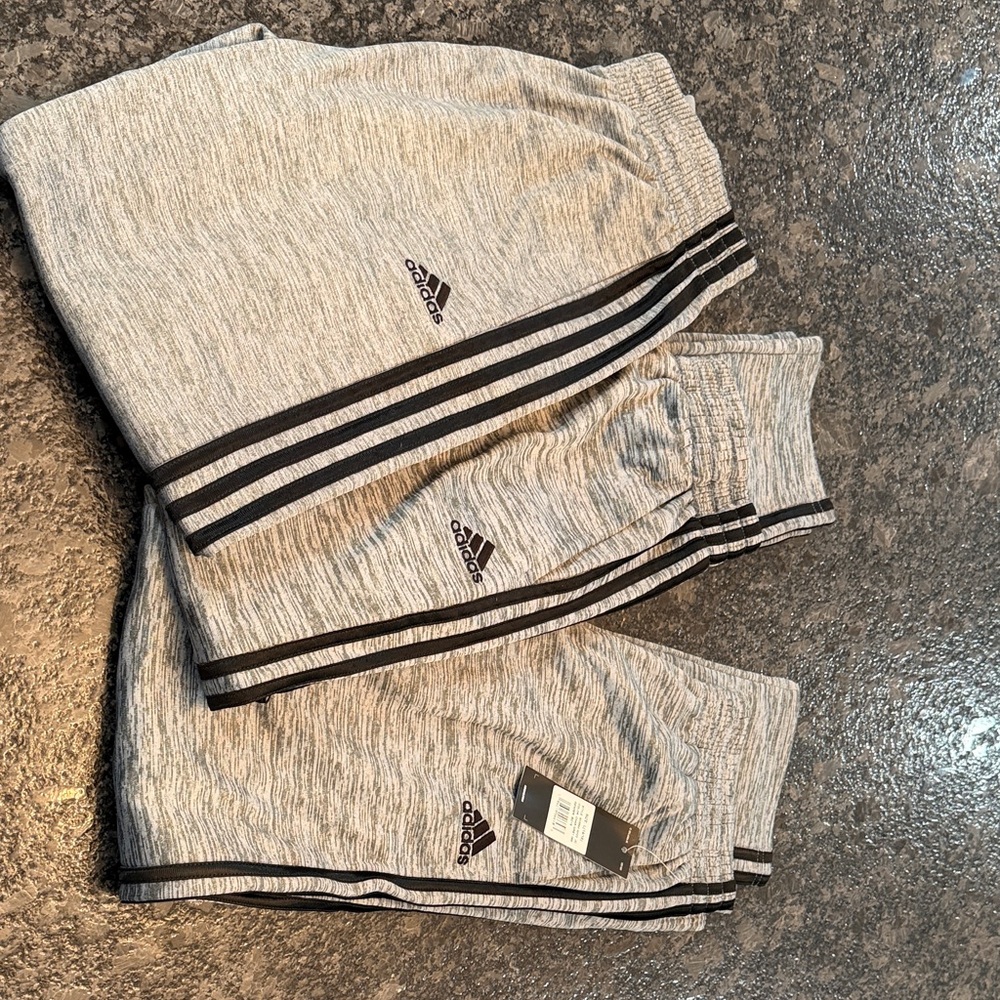 Adidas Heather Gray Joggers with Black Accents